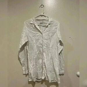 Flax White Cotton Button Up Blouse
